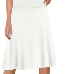 A-Line Midi Skirts for Women- High Waist Knee Length Casual Flared Flowy Skirt